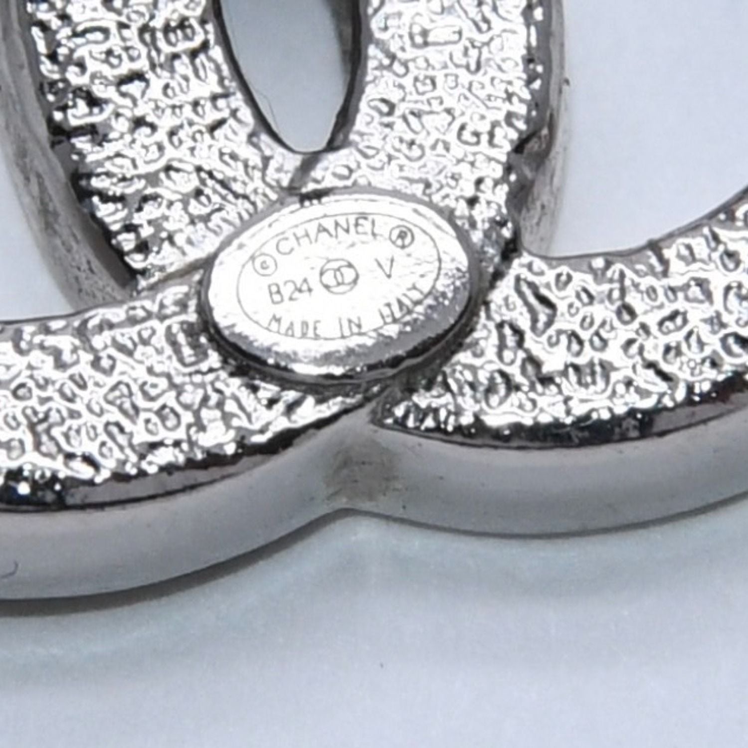 Chanel CC Logo Single Earrings 24 Rhinestone Silver Black Clear — view 8
