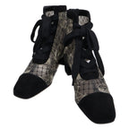 Dior Naughtily-d Suede Embroidered Mesh Butterfly Lace Up Heels Short Boots