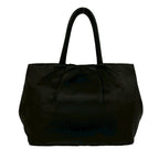 Prada Logo Ribbon Motif Leather Tote Boston Bag Black — view 3