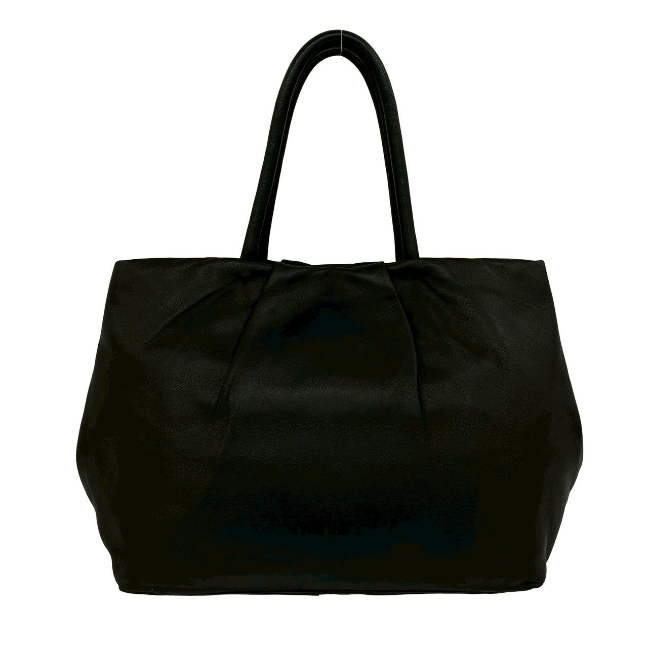 Prada Logo Ribbon Motif Leather Tote Boston Bag Black — view 3