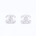Chanel CC Logo Earrings 11 Rhinestone Metal Silver Clear