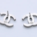 Chanel CC Logo Earrings 11 Rhinestone Metal Silver Clear — view 6