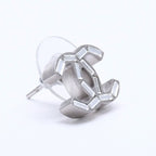 Chanel CC Logo Earrings 11 Rhinestone Metal Silver Clear — view 3