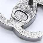 Chanel CC Logo Earrings 21 Rhinestone Metal Gunmetal Clear — view 8