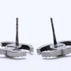 Chanel CC Logo Earrings 21 Rhinestone Metal Gunmetal Clear — view 7