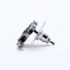 Chanel CC Logo Earrings 21 Rhinestone Metal Gunmetal Clear — view 4