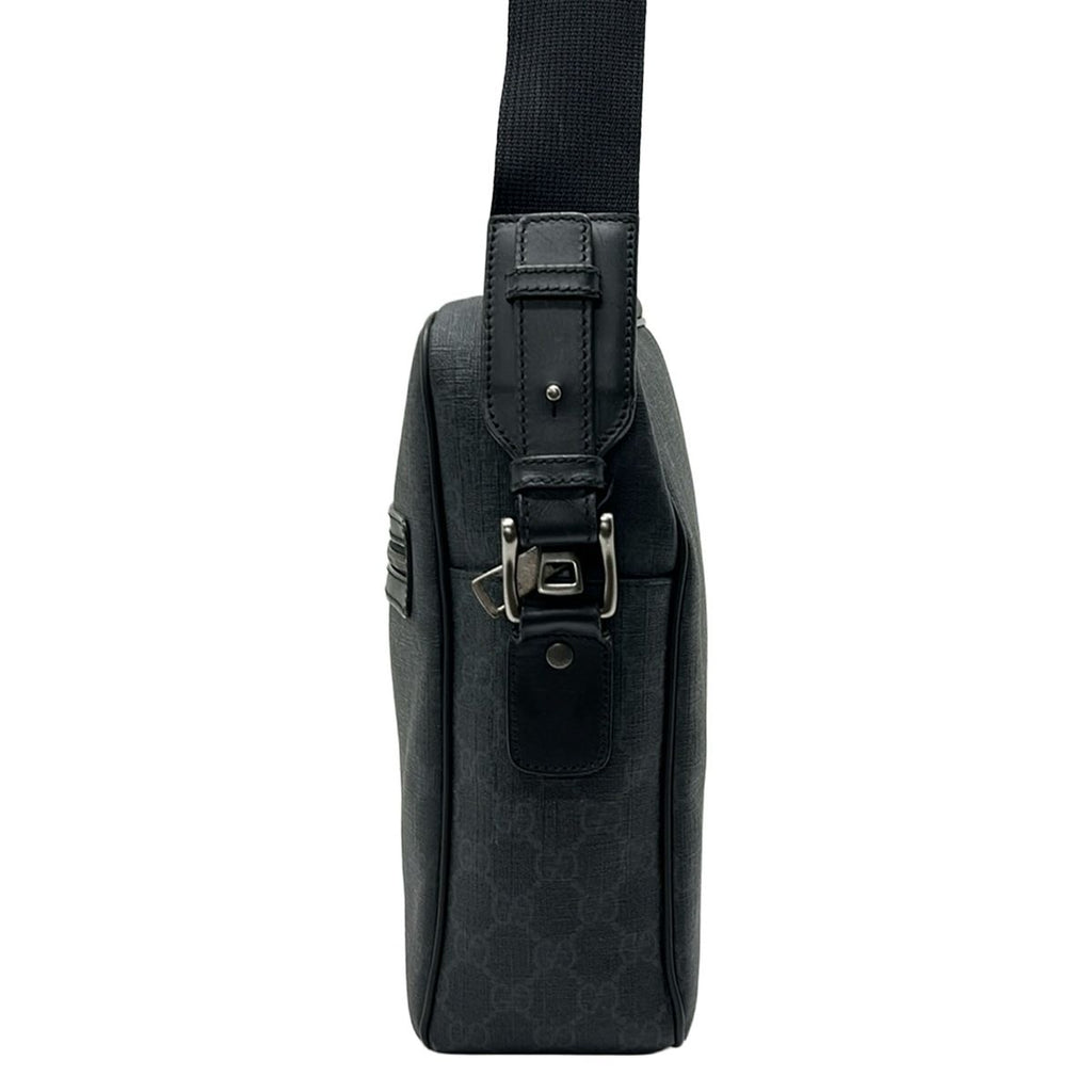Gucci Shoulder Bag GG Pattern Black Dark Gray Leather — view 4