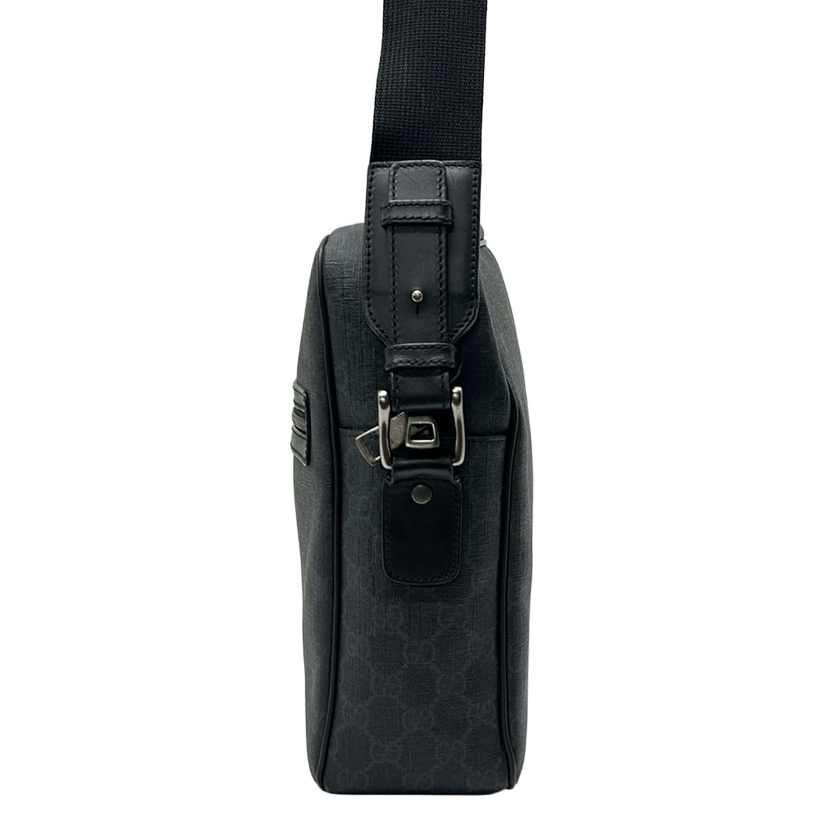 Gucci Shoulder Bag GG Pattern Black Dark Gray Leather — view 4