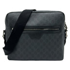 Gucci Shoulder Bag GG Pattern Black Dark Gray Leather