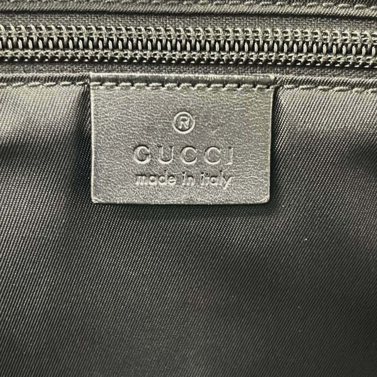 Gucci Shoulder Bag GG Pattern Black Dark Gray Leather — view 9