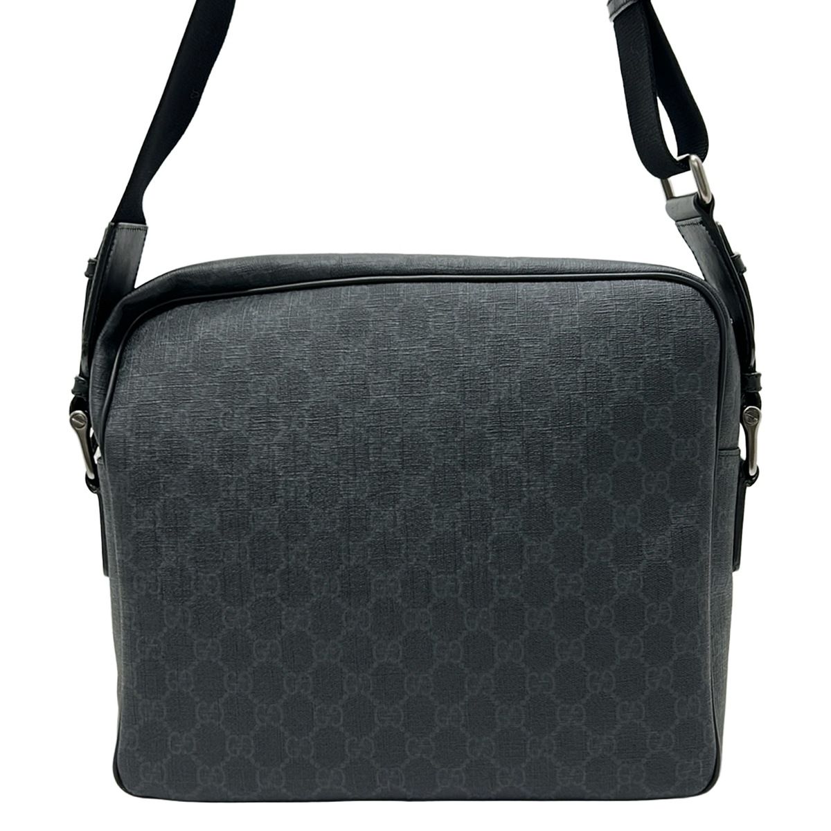 Gucci Shoulder Bag GG Pattern Black Dark Gray Leather — view 3