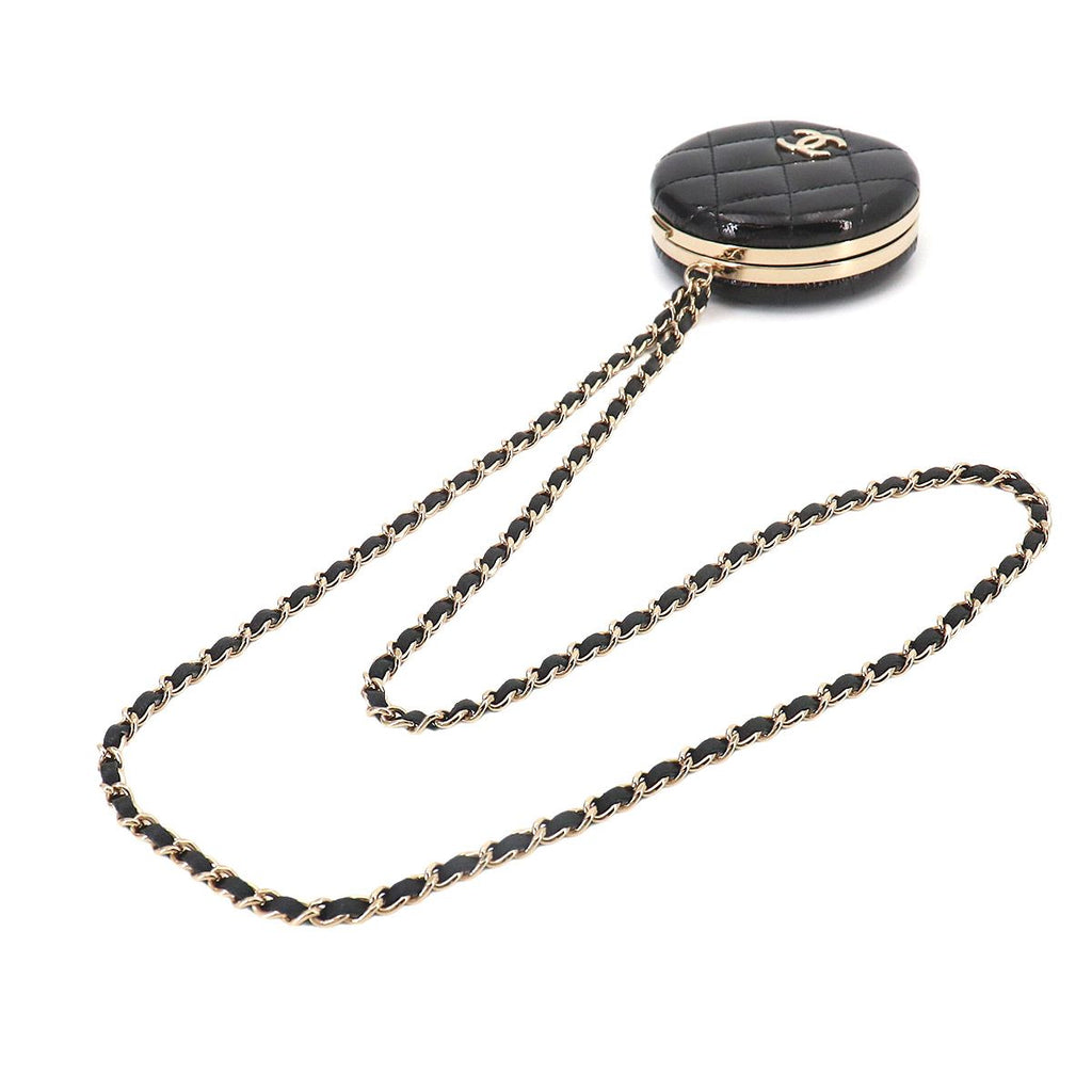 Chanel Quilted Chain Mirror Patent Leather Black Gold — view 5