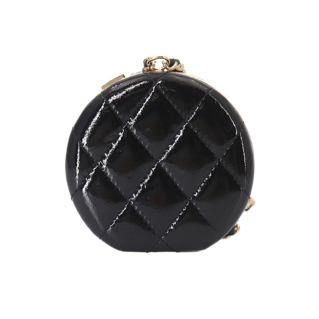 Chanel Quilted Chain Mirror Patent Leather Black Gold — view 2