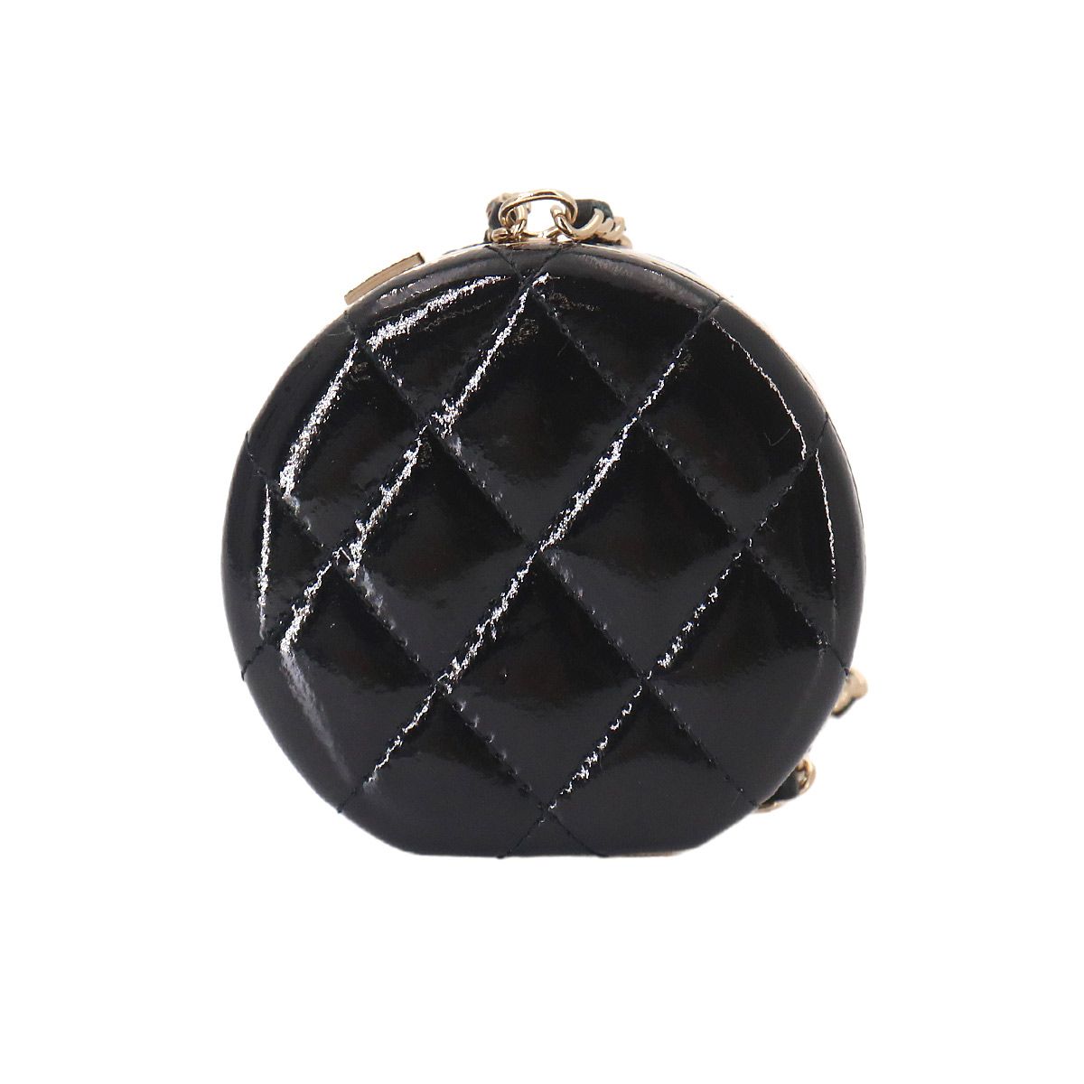 Chanel Quilted Chain Mirror Patent Leather Black Gold — view 2