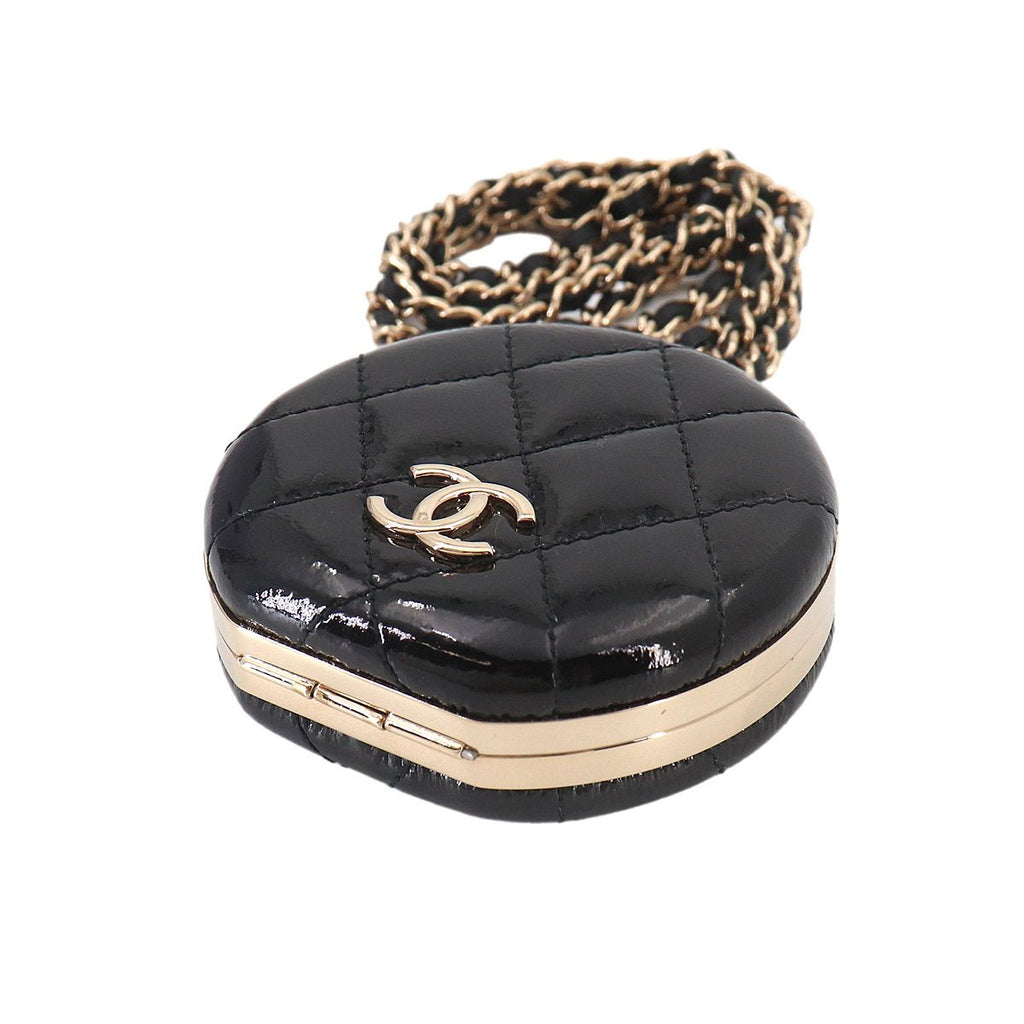 Chanel Quilted Chain Mirror Patent Leather Black Gold — view 4