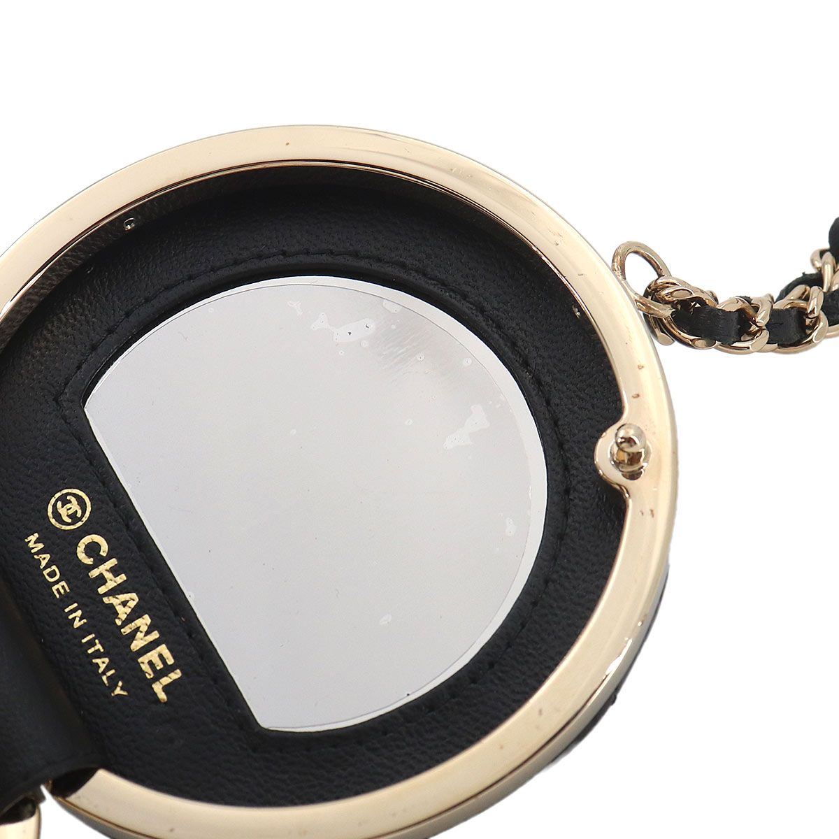 Chanel Quilted Chain Mirror Patent Leather Black Gold — view 8