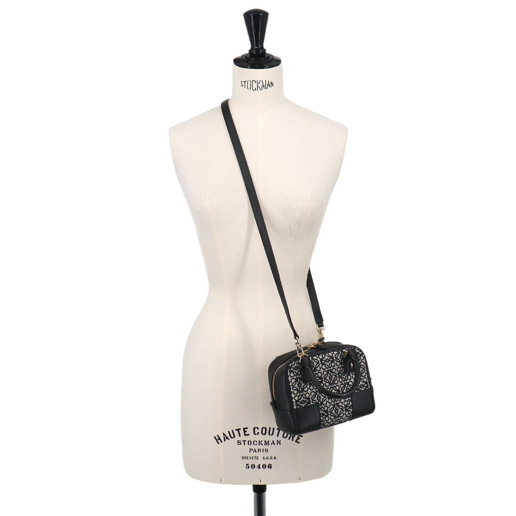Loewe Amazona 16 Square 2-Way Bag Canvas Leather Black — view 9