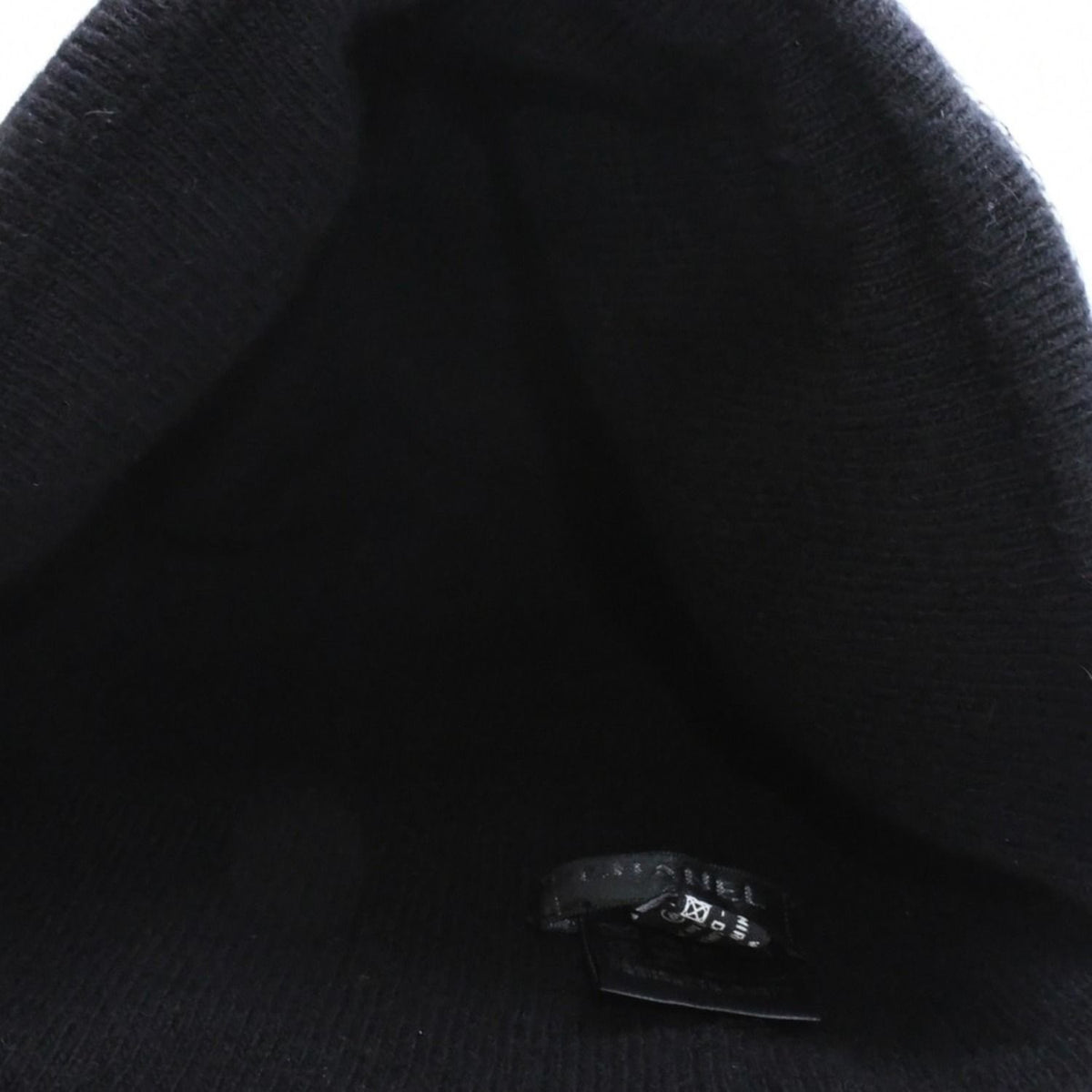 Chanel Beanie Knit Cap Black White Wool Cashmere $AP Bari Model Worn Hat — view 8