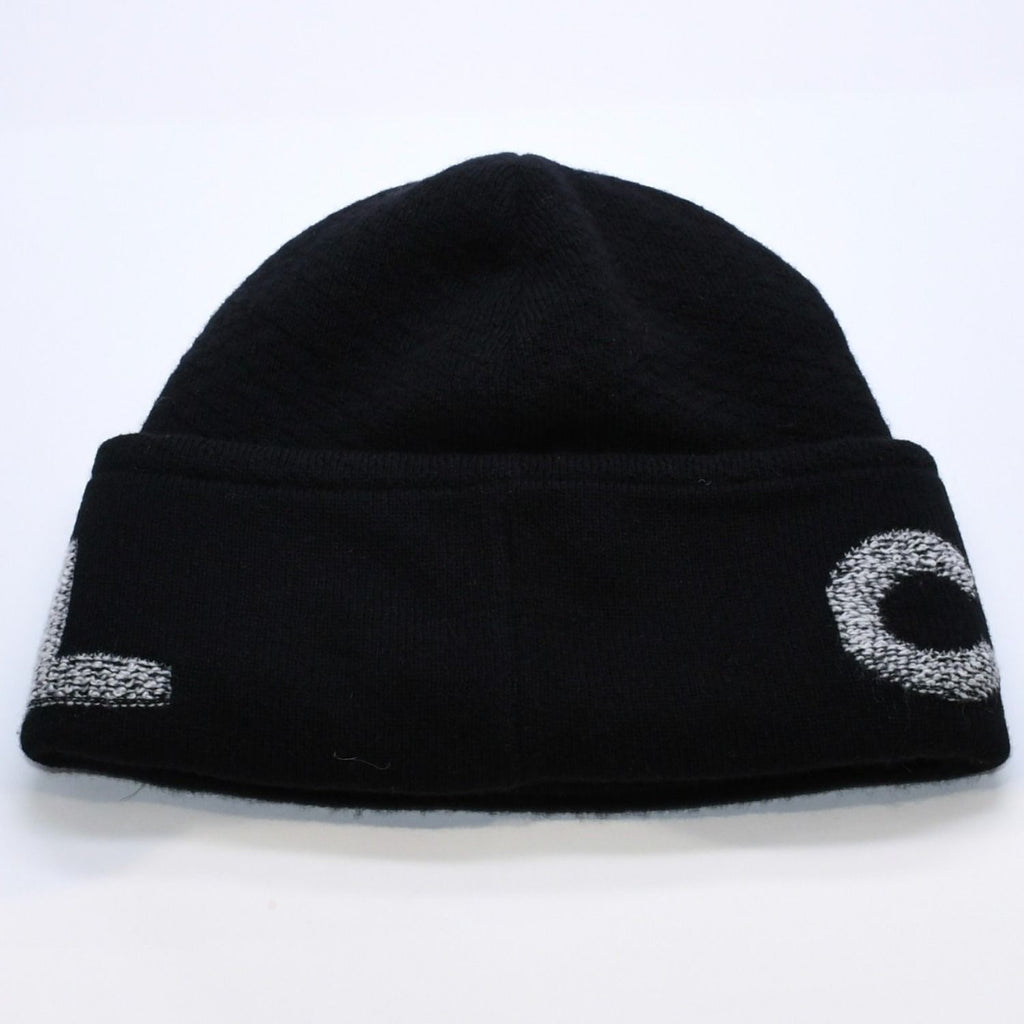 Chanel Beanie Knit Cap Black White Wool Cashmere $AP Bari Model Worn Hat — view 2