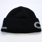 Chanel Beanie Knit Cap Black White Wool Cashmere $AP Bari Model Worn Hat — view 2