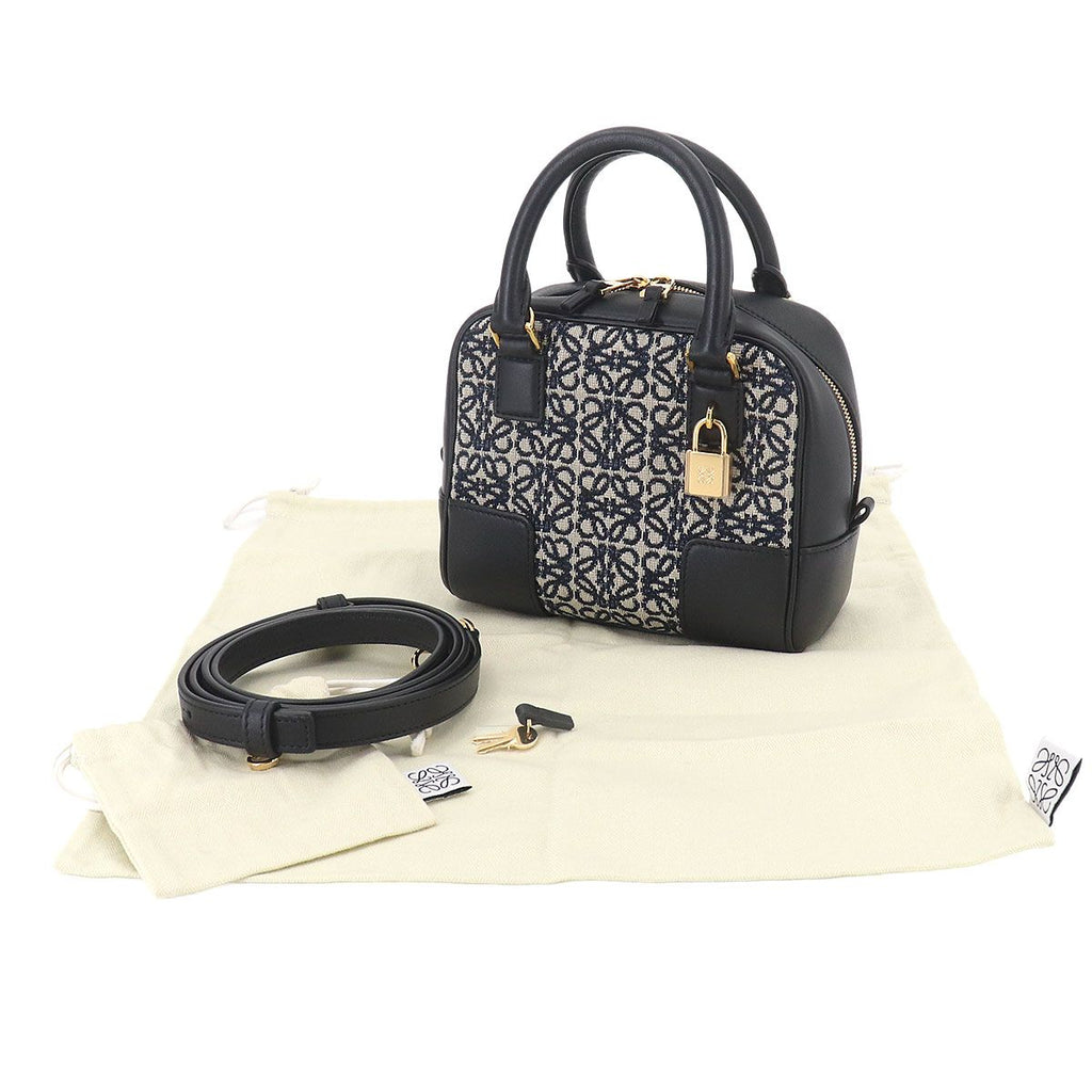 Loewe Amazona 16 Square 2-Way Bag Canvas Leather Black — view 2