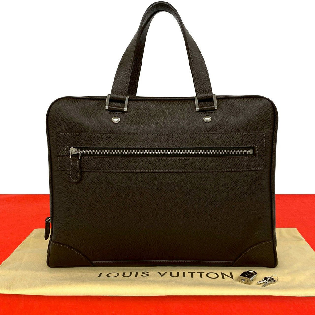 Louis Vuitton Taiga Leather Business Briefcase Handbag Brown
