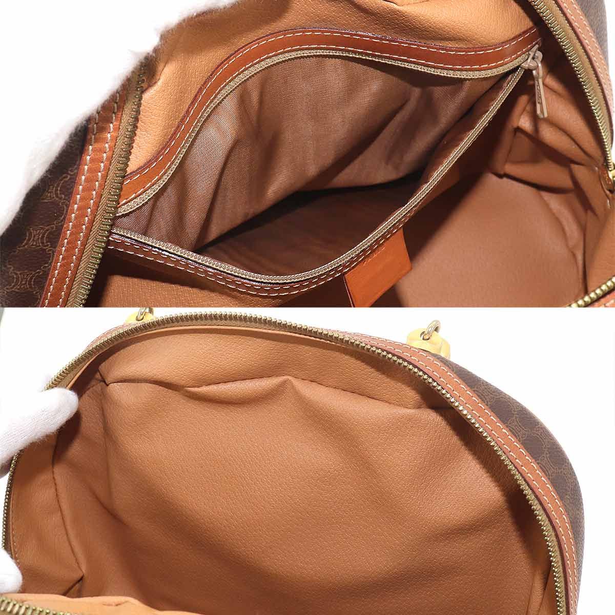 Celine Macadam Hand Bag Leather Brown Gold Vintage — view 8