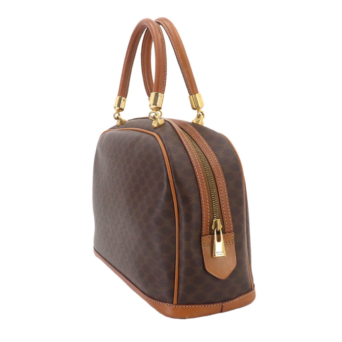 Celine Macadam Hand Bag Leather Brown Gold Vintage — view 3