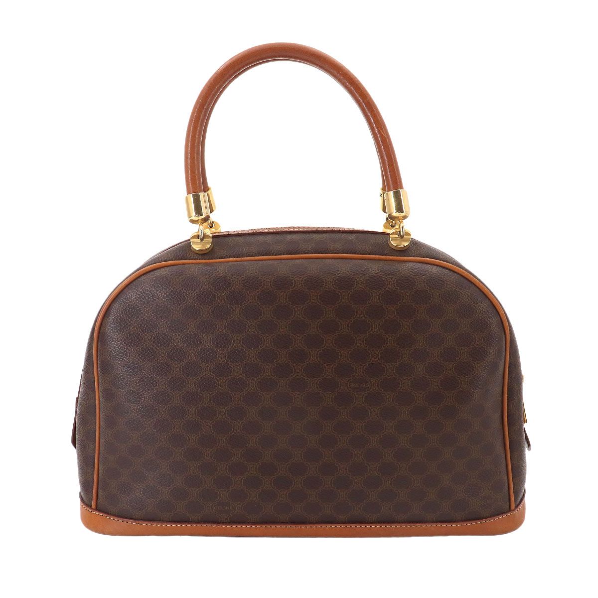 Celine Macadam Hand Bag Leather Brown Gold Vintage — view 2