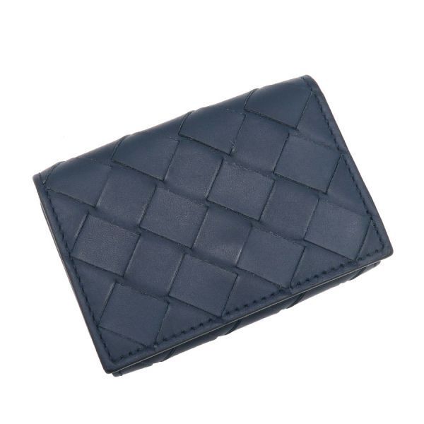 Bottega Veneta Intrecciato Trifold Wallet Navy