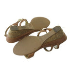 Chanel Sandals Camellia Motif CC Logo Cork Wedge Sole Shoes Brown — view 5