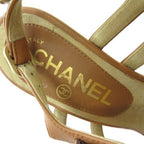 Chanel Sandals Camellia Motif CC Logo Cork Wedge Sole Shoes Brown — view 4