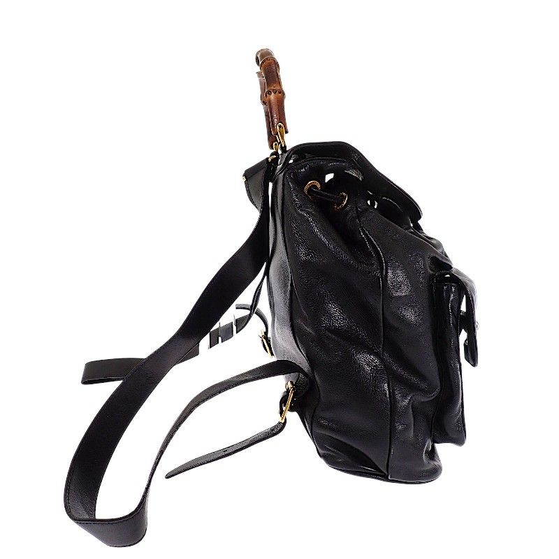 Gucci Bamboo Backpack Vintage 003 Leather Black Gold Masterpiece Retro — view 4