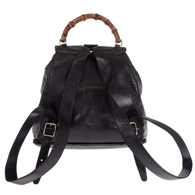 Gucci Bamboo Backpack Vintage 003 Leather Black Gold Masterpiece Retro — view 6