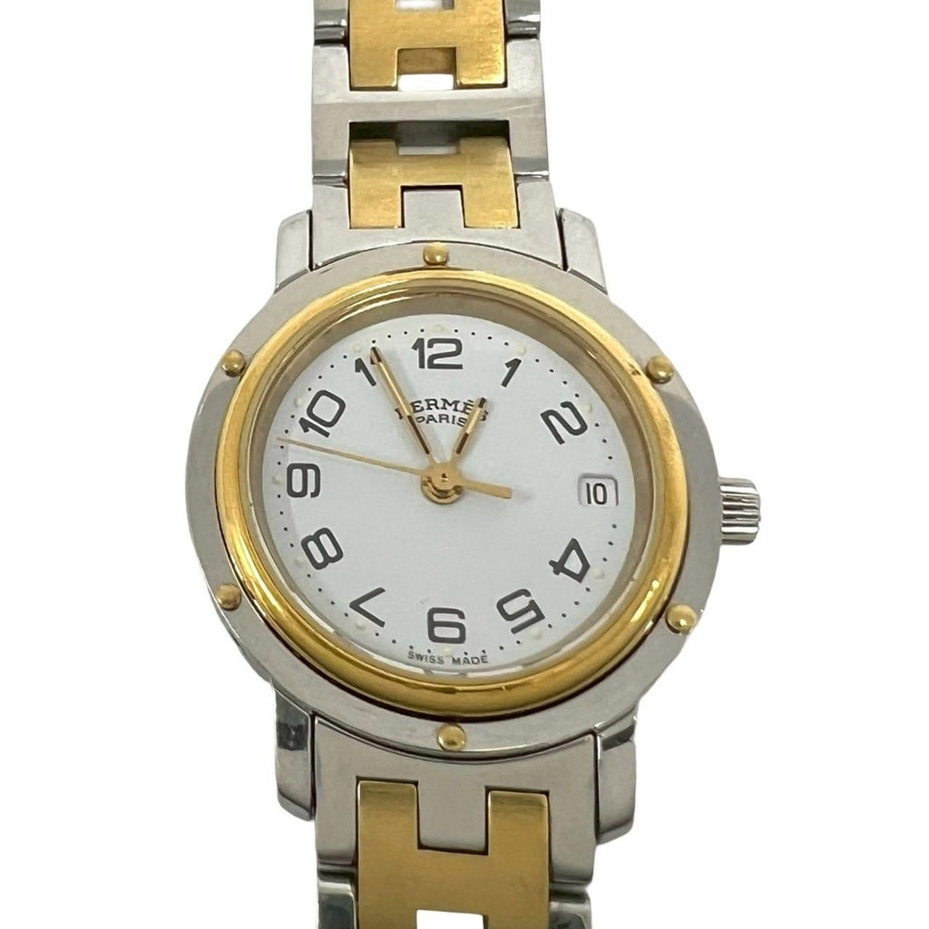 Hermes Vintage Clipper Stainless Steel Quartz Watch Silver Gold — view 4
