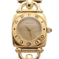 Gucci Quartz Watch Gold Brown Leather