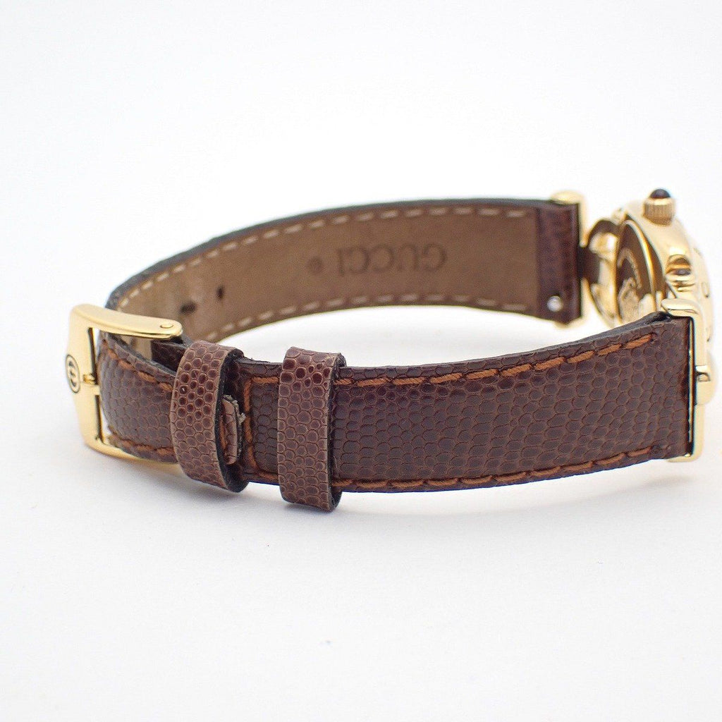 Gucci Quartz Watch Gold Brown Leather — view 4