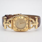 Gucci Quartz Watch Gold Brown Leather — view 2