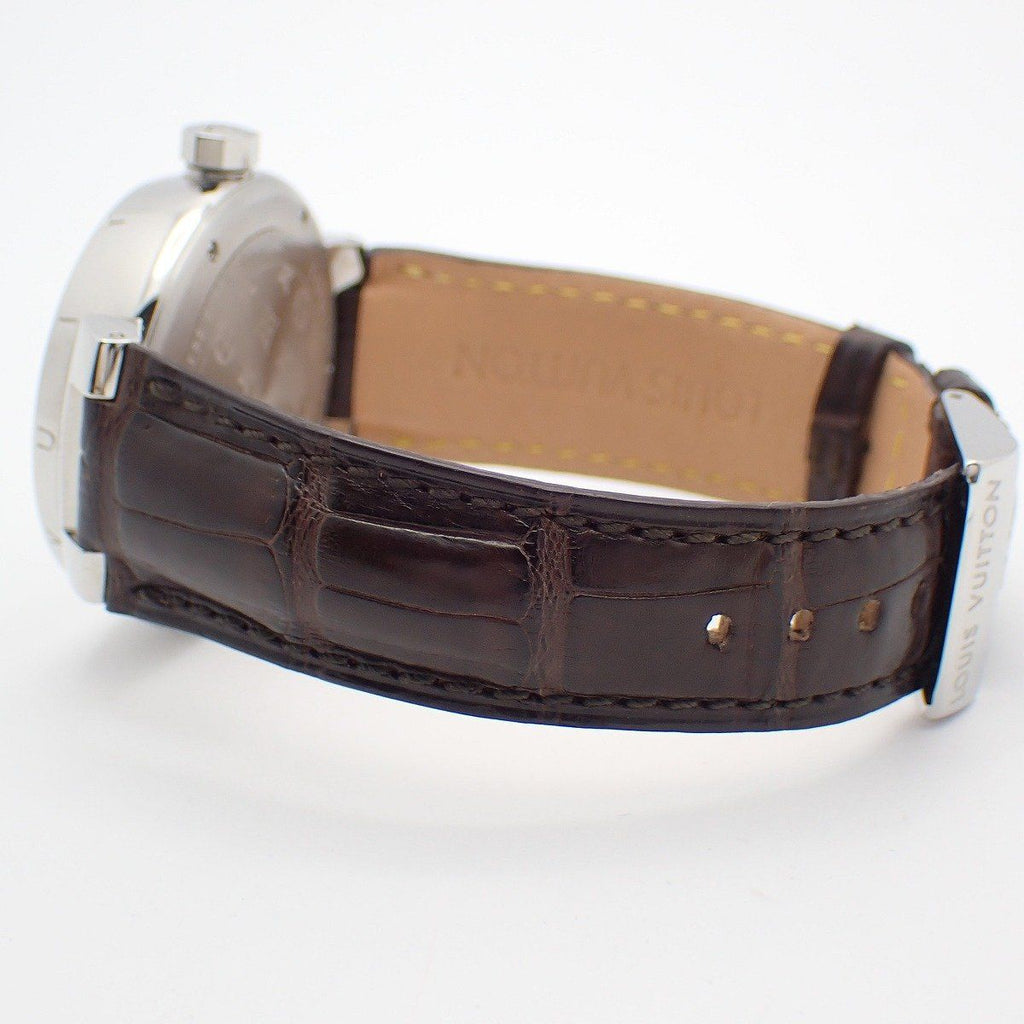 Louis Vuitton Tambour GMT Automatic Winding Watch Brown Dial Leather Strap — view 5