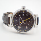 Louis Vuitton Tambour GMT Automatic Winding Watch Brown Dial Leather Strap — view 2