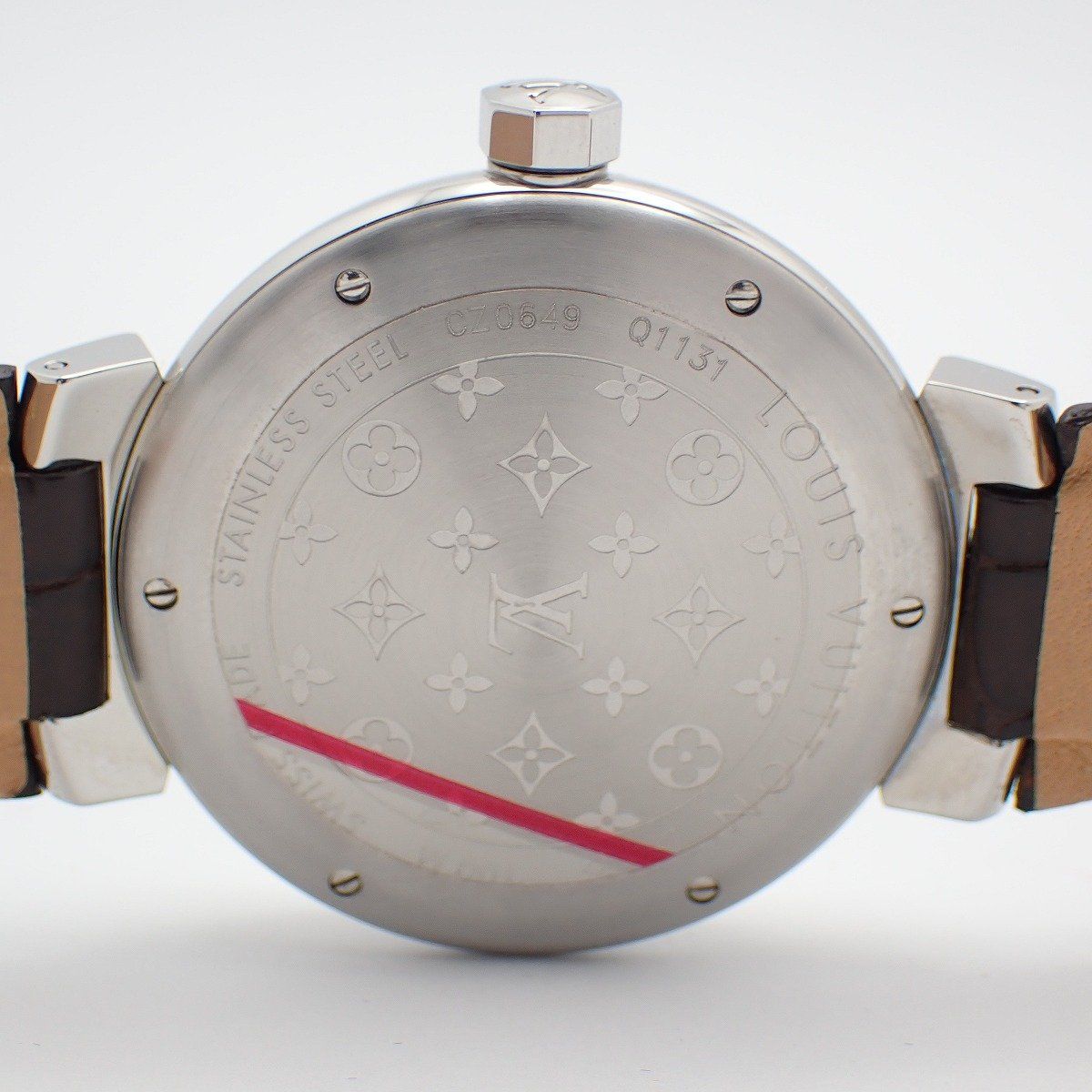 Louis Vuitton Tambour GMT Automatic Winding Watch Brown Dial Leather Strap — view 9