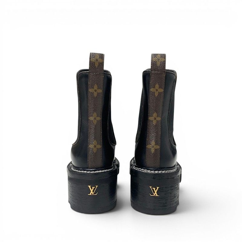Louis Vuitton Bob le Line Monogram Boots Short Shoes Leather Black Ankle Side — view 5