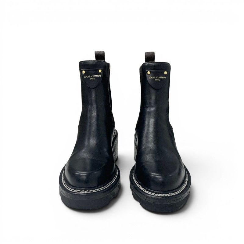 Louis Vuitton Bob le Line Monogram Boots Short Shoes Leather Black Ankle Side — view 2