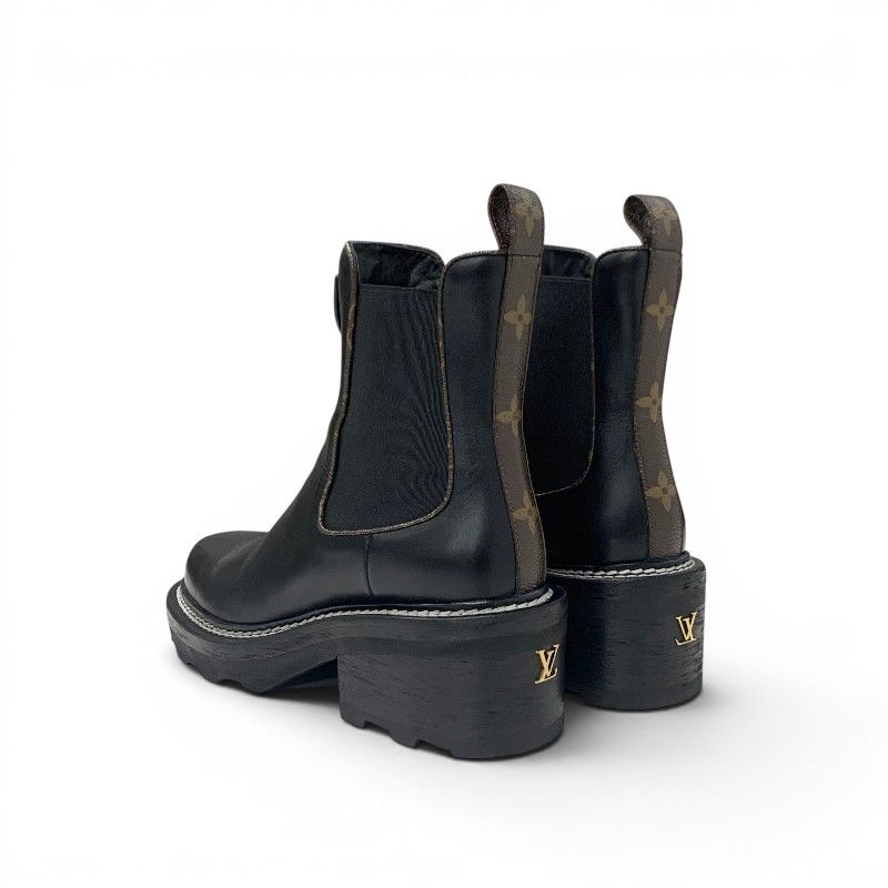 Louis Vuitton Bob le Line Monogram Boots Short Shoes Leather Black Ankle Side — view 4