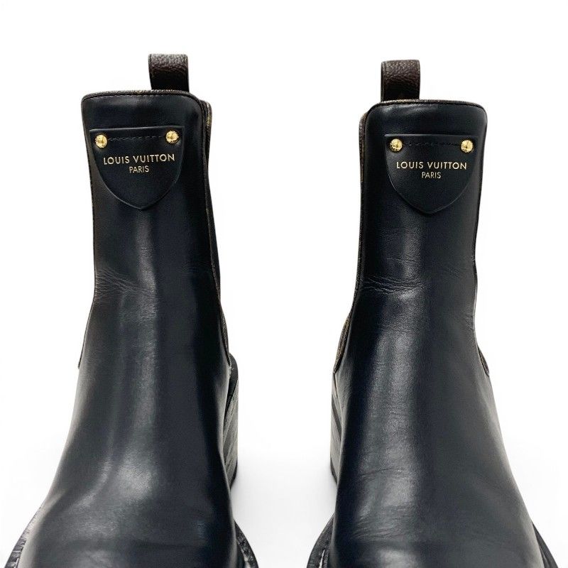 Louis Vuitton Bob le Line Monogram Boots Short Shoes Leather Black Ankle Side — view 9