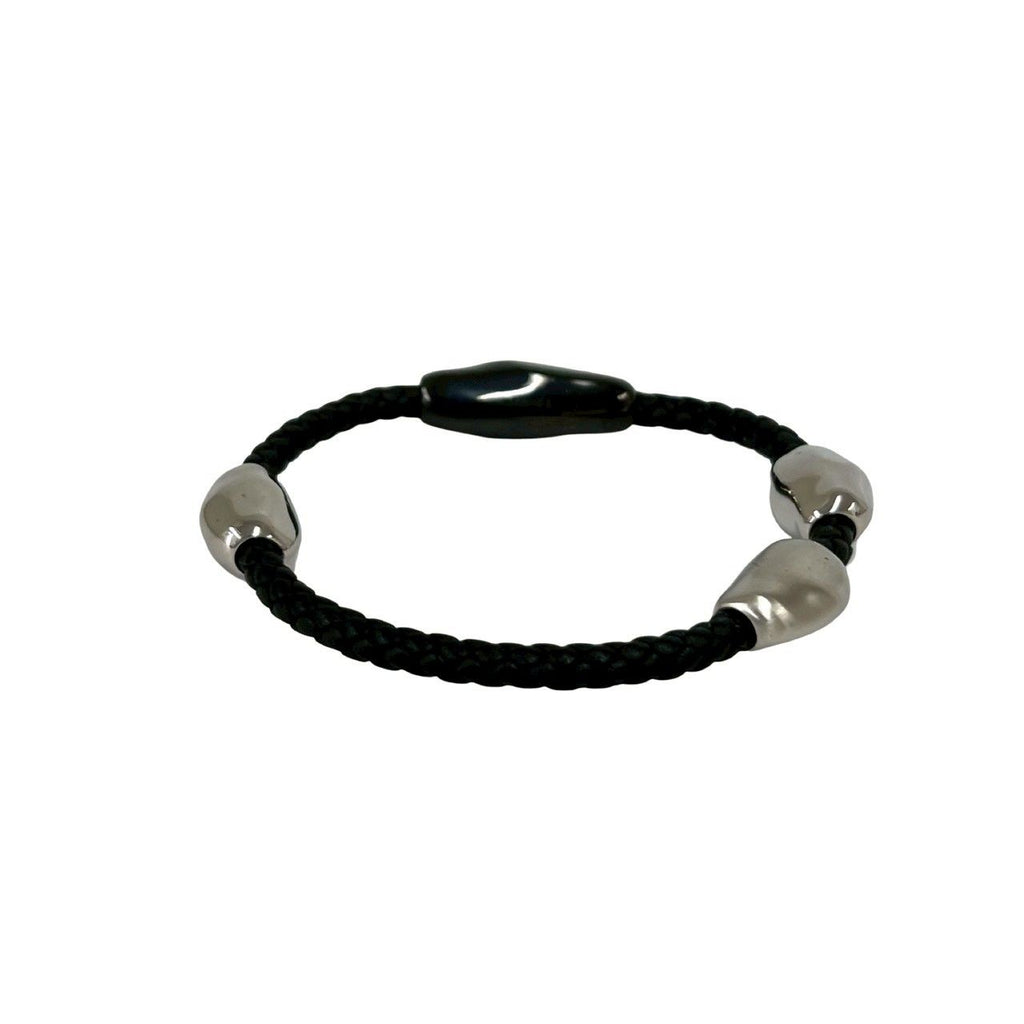 Hermes Wave Bracelet Leather Black Silver — view 5