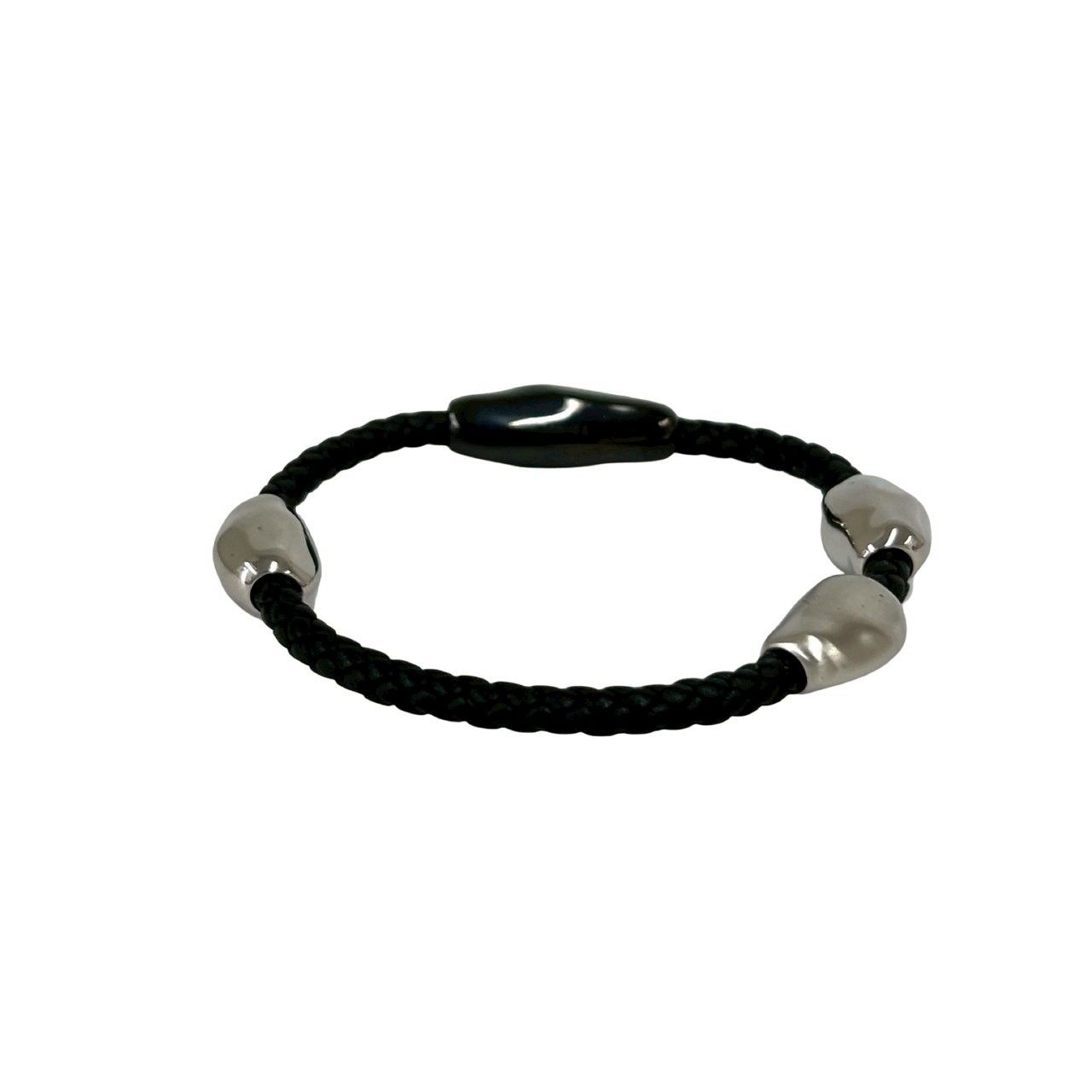 Hermes Wave Bracelet Leather Black Silver — view 5