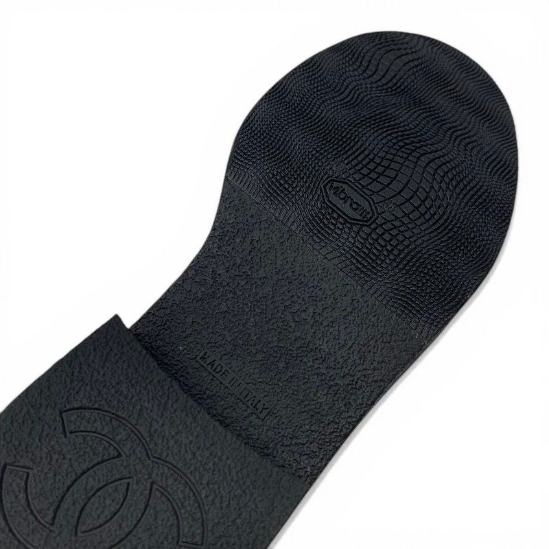 Chanel Boots Short Shoes Leather Patent Gray Black Silver CC Logo — view 7