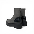 Chanel Boots Short Shoes Leather Patent Gray Black Silver CC Logo — view 4