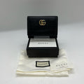 Gucci Trifold Wallet GG Marmont Hook Calfskin Leather Black